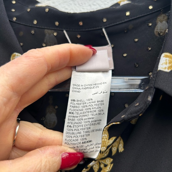 Chicos Blouse Top Reversible Floral Polka Dot  Button Up Long Sleeve Oriental - Picture 7 of 12